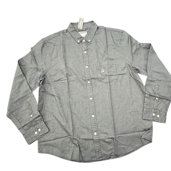 Express Shirt Classic Soft Wash Button Up Long Sleeve Mens NWT $50 Grey Black XL - Picture 1 of 16